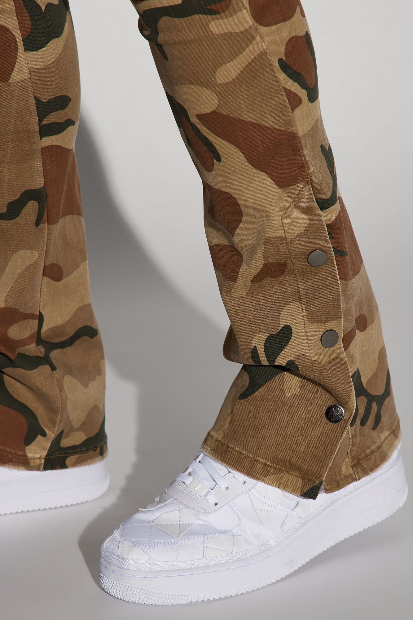 Snap At It Cargo Stacked Skinny Flare Pants - Camouflage sold by Fashion Nova product image thumbnail 5