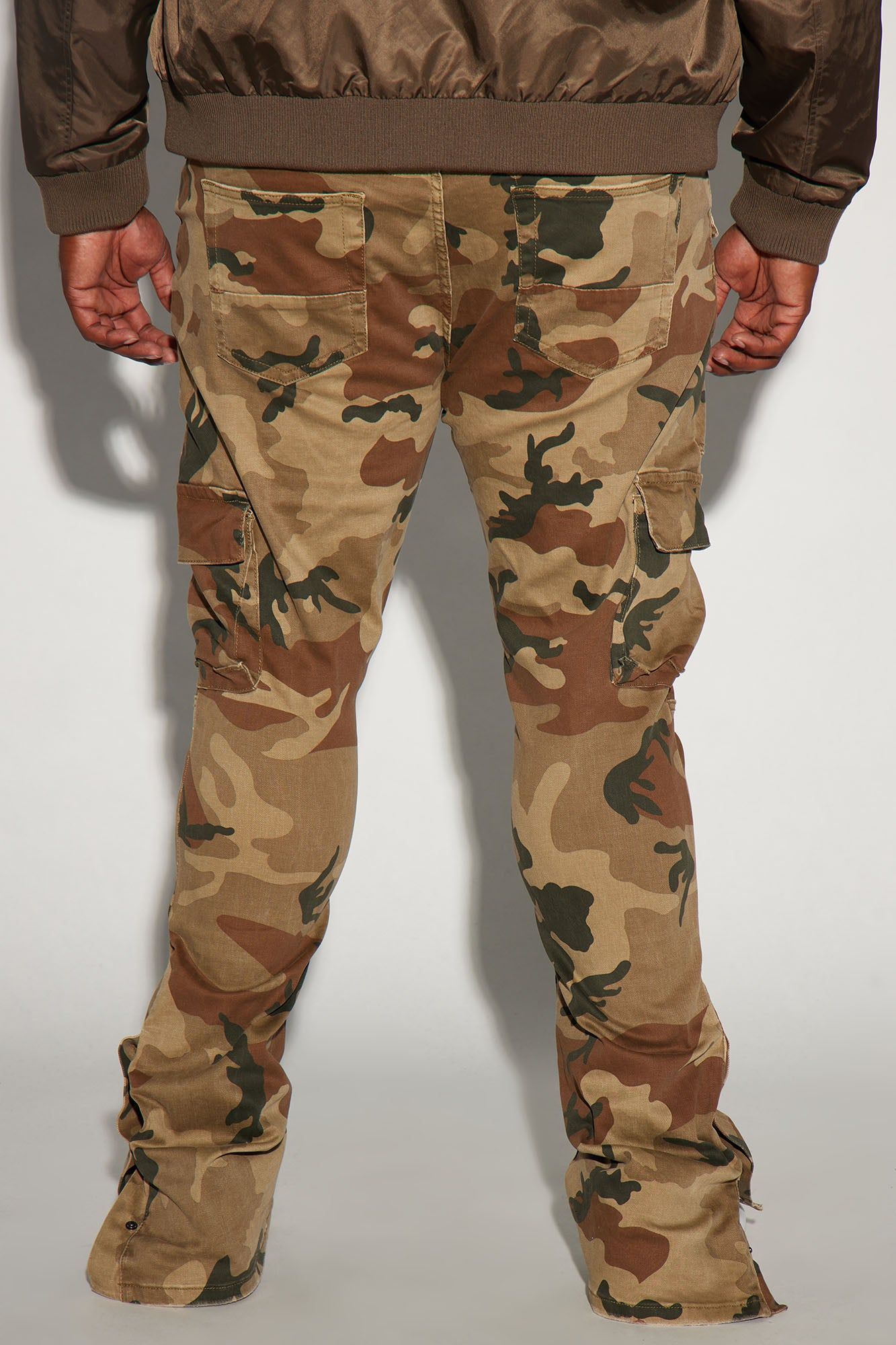 Snap At It Cargo Stacked Skinny Flare Pants - Camouflage sold by Fashion Nova product image thumbnail 10