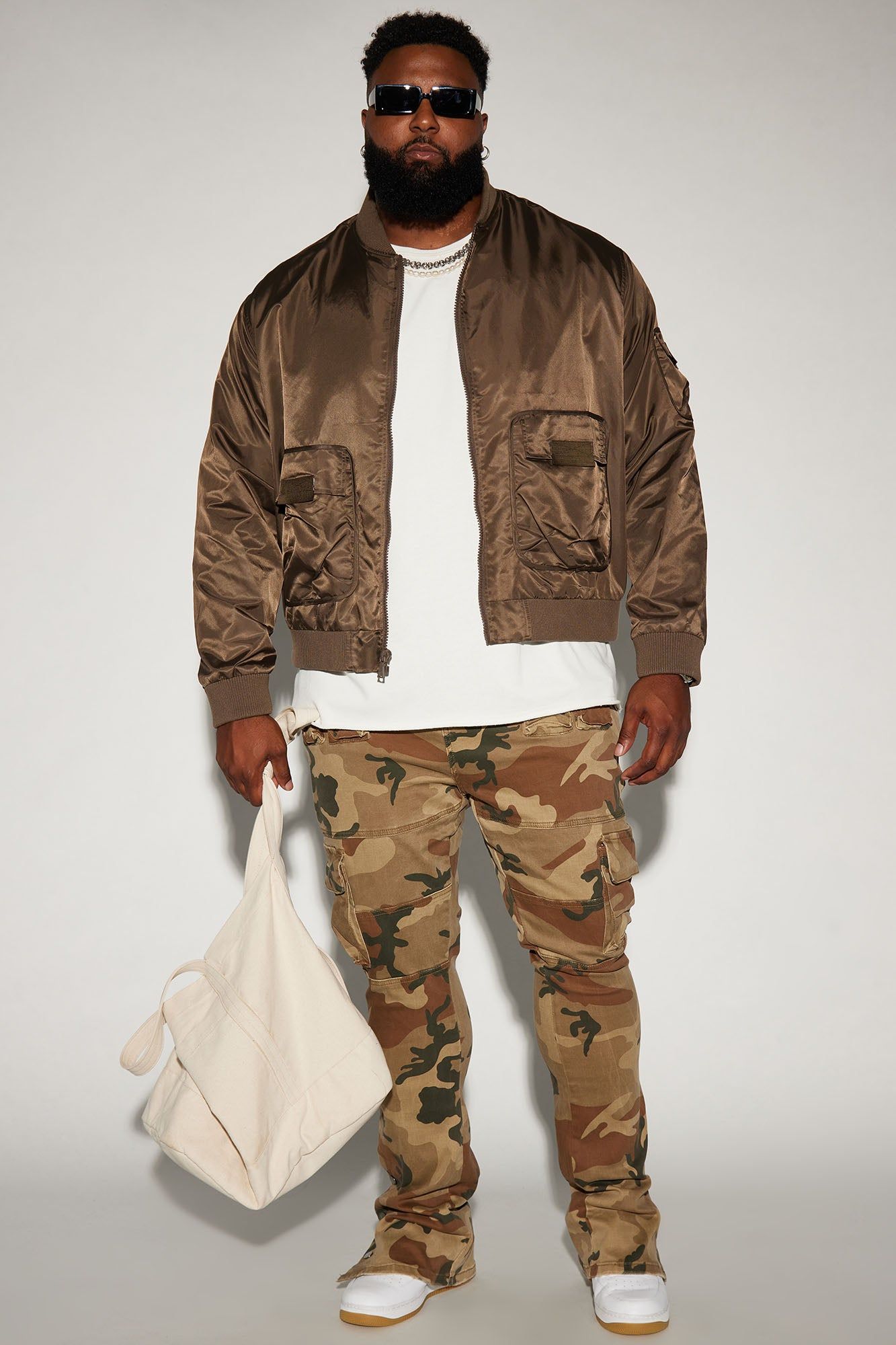 Snap At It Cargo Stacked Skinny Flare Pants - Camouflage sold by Fashion Nova product image thumbnail 8