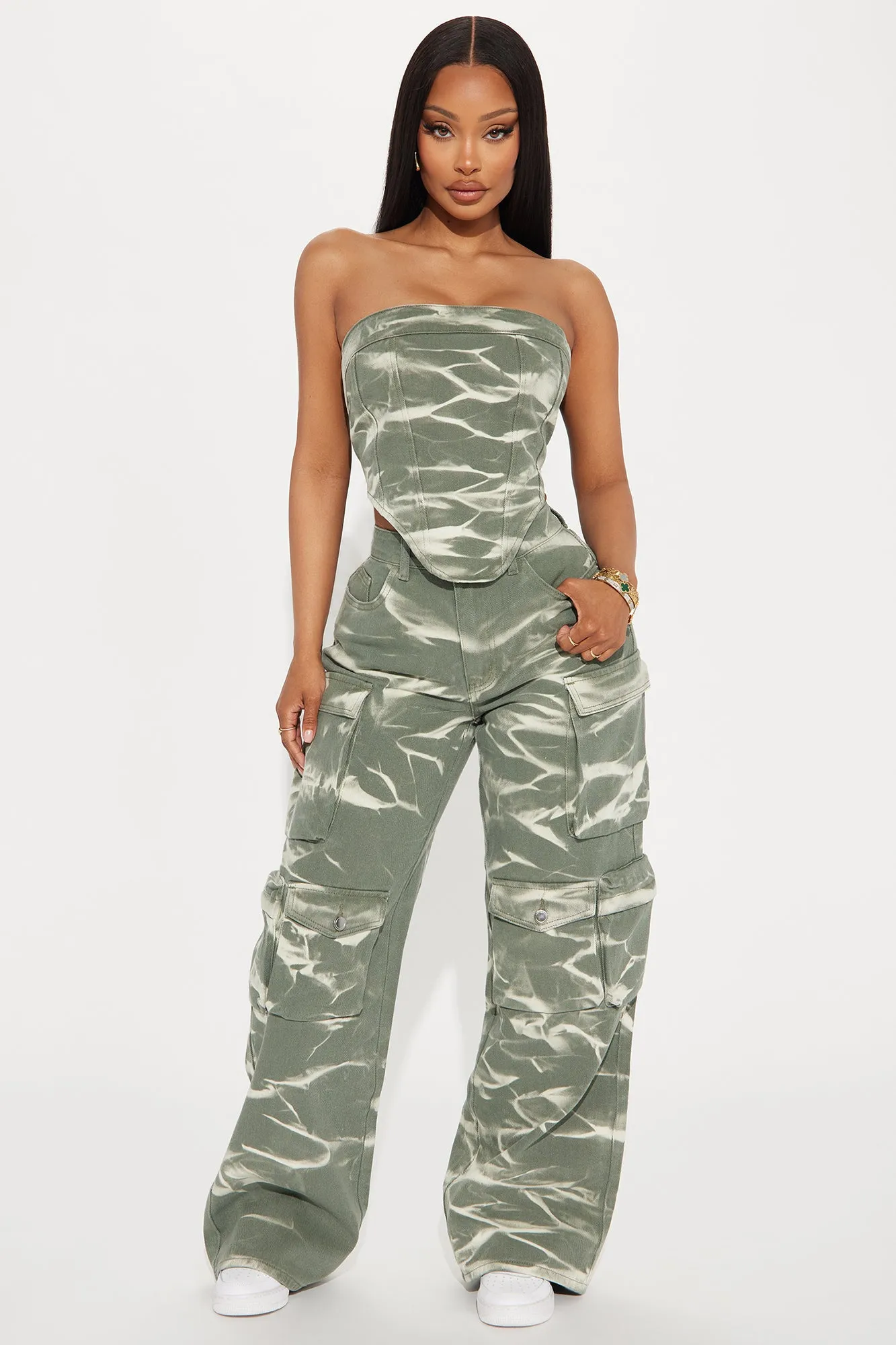 Just Telling You Denim Corset Top - Green sold by Fashion Nova product image thumbnail 2