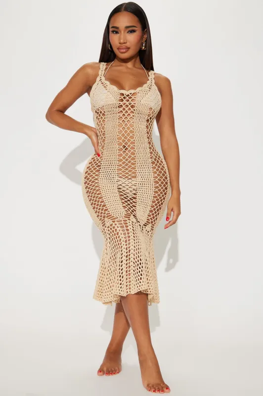 Meet Me In Paradise Crochet Dress Cover Up - Beige sold by Fashion Nova