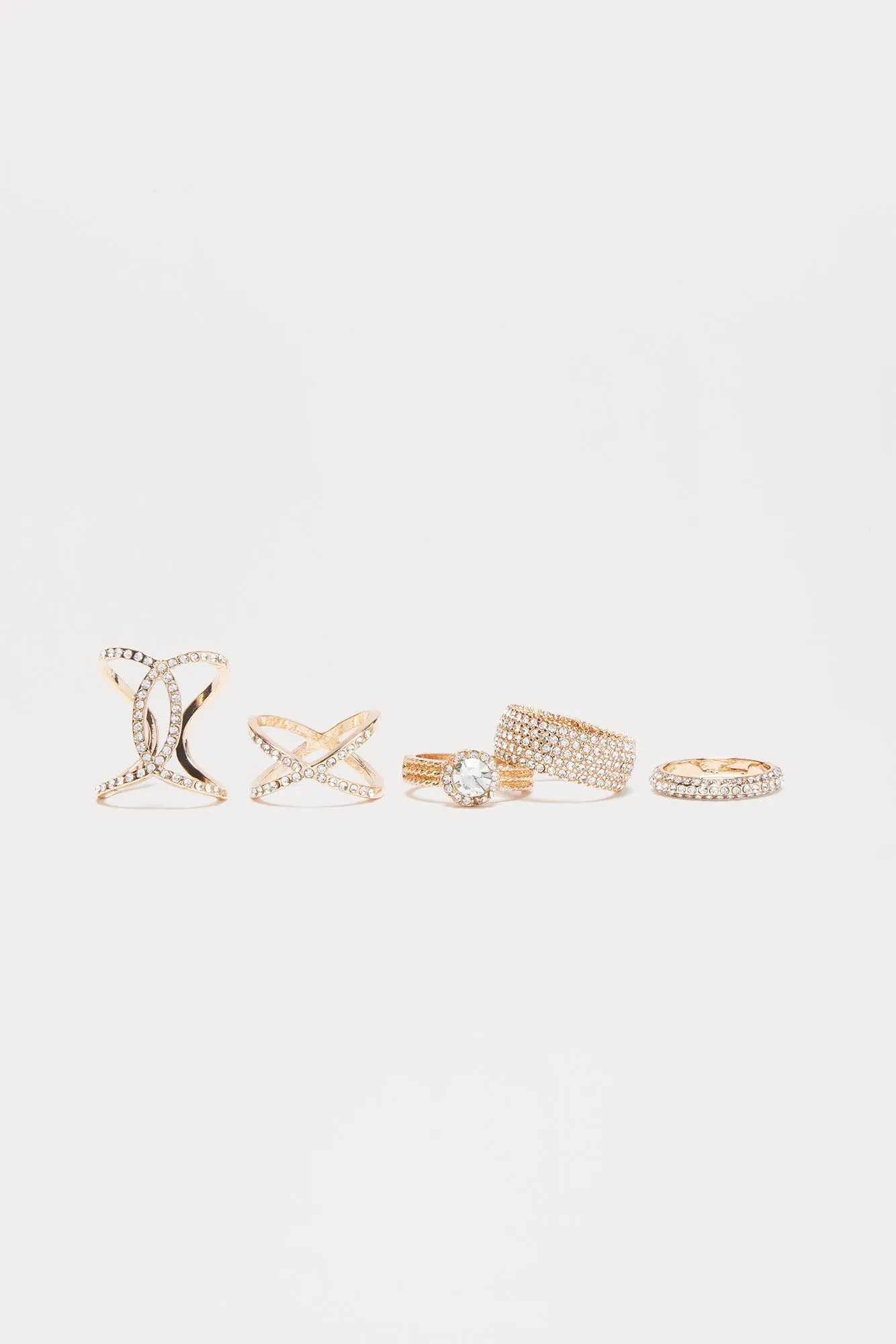 Cocktail Dress Code 5 Piece Ring Set - Gold sold by Fashion Nova