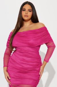 Giana Mesh Maxi Dress - Fuchsia sold by Fashion Nova