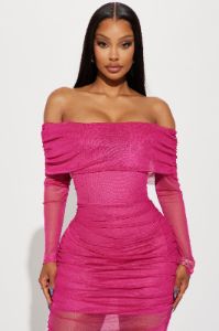 Giana Mesh Maxi Dress - Fuchsia sold by Fashion Nova