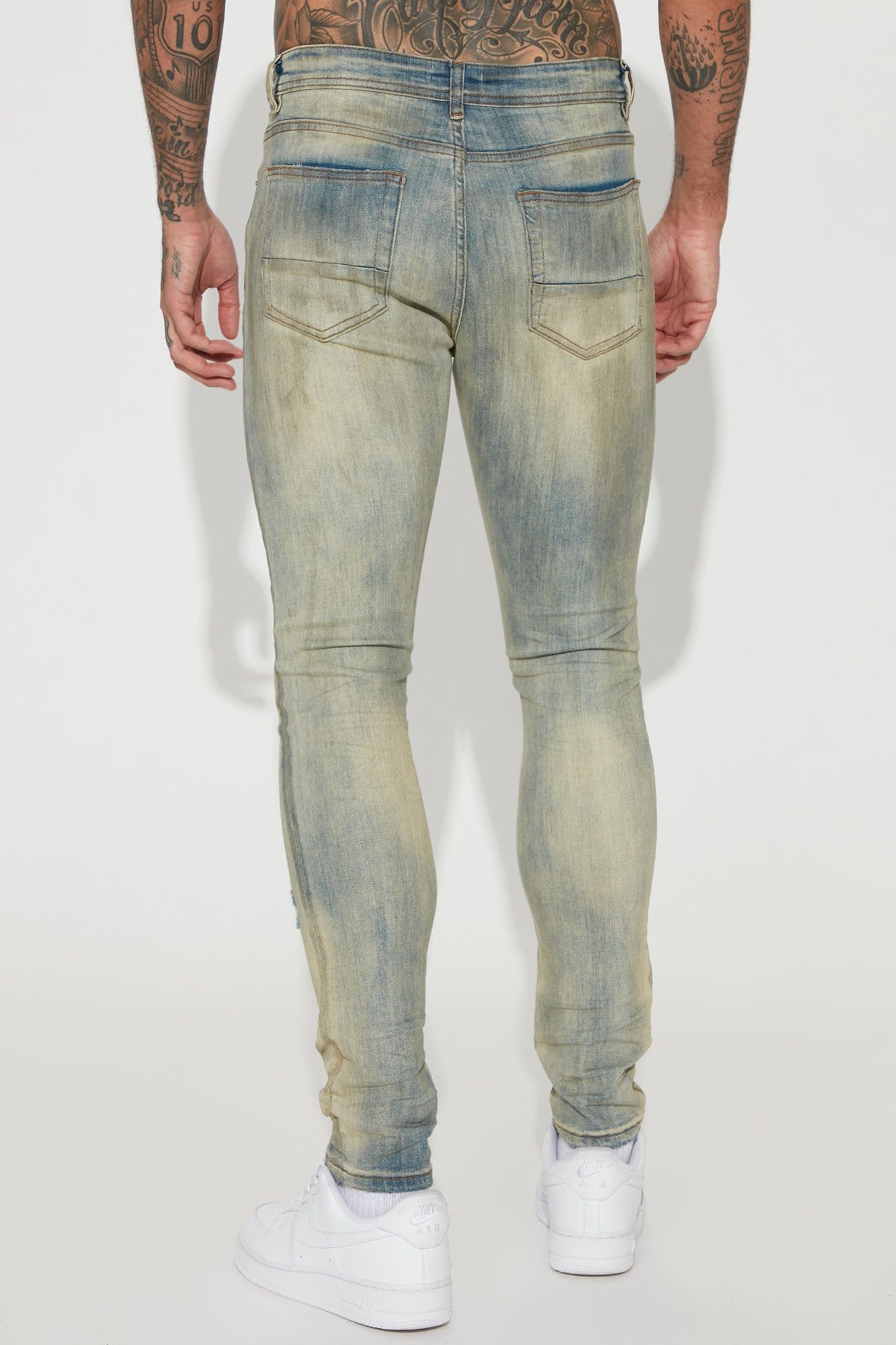 Good Days RIpped Stacked Skinny Jeans - Vintage Blue Wash sold by Fashion Nova product image thumbnail 4