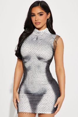 Tamara Body Heat Mini Dress Set - Grey/combo sold by Fashion Nova