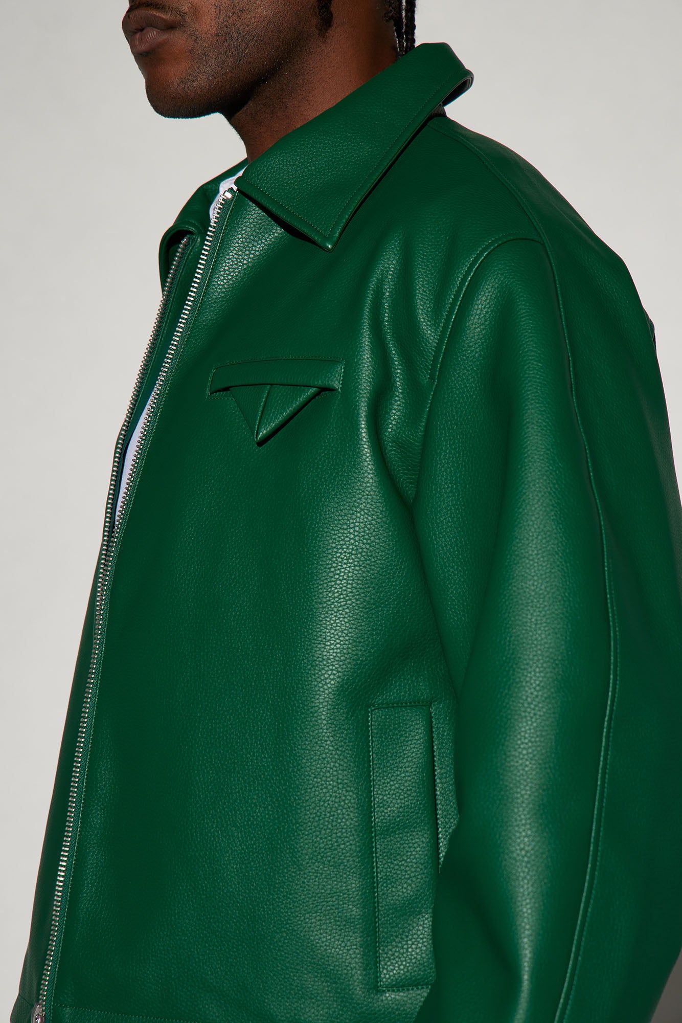 Houston Faux Leather Cropped Jacket - Green sold by Fashion Nova product image thumbnail 3