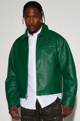 Houston Faux Leather Cropped Jacket - Green sold by Fashion Nova