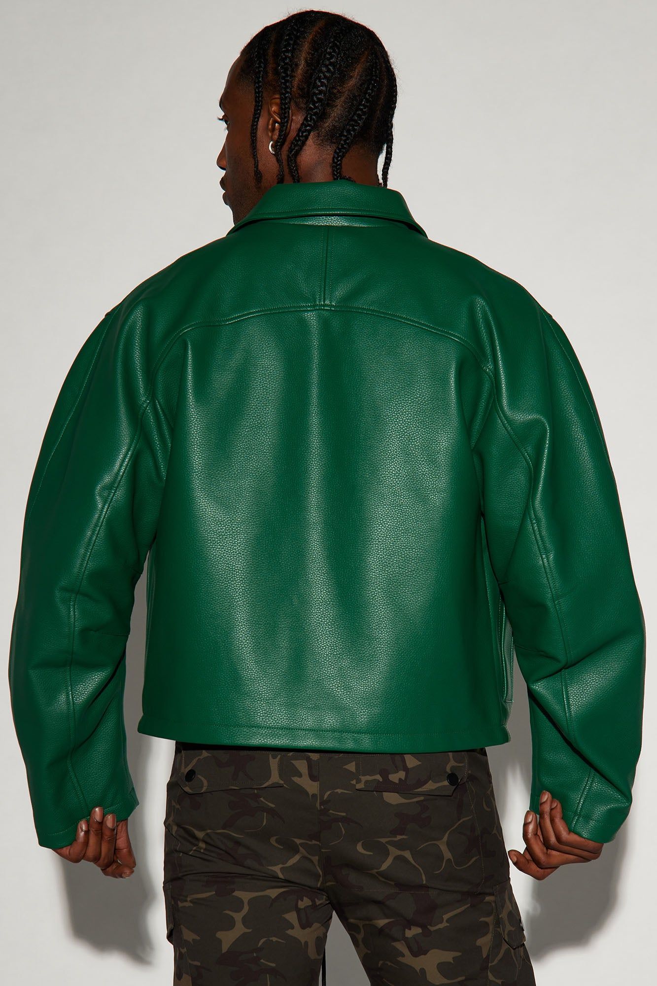 Houston Faux Leather Cropped Jacket - Green | Parallel