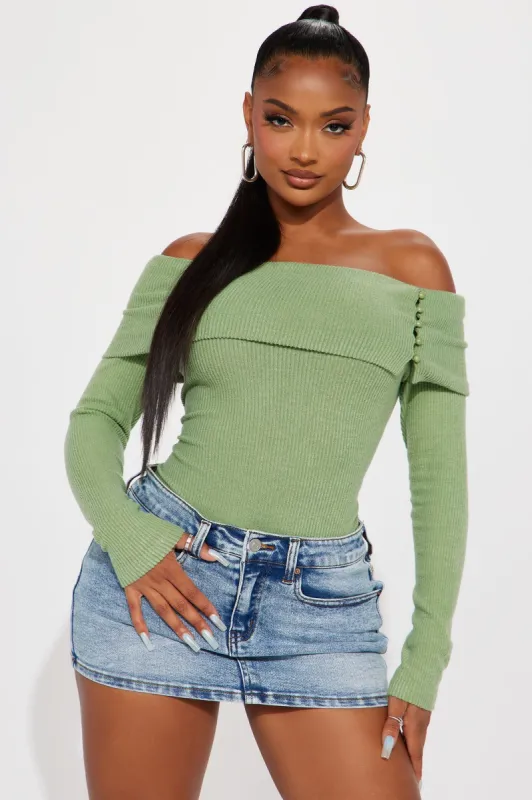 See You Again Off Shoulder Top - Sage sold by Fashion Nova