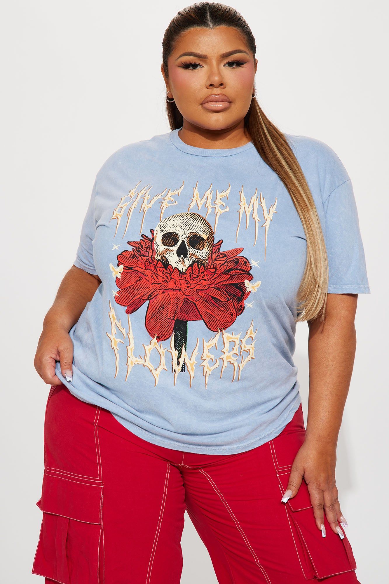 Give Me My Flowers Graphic Tee - Blue Wash sold by Fashion Nova product image thumbnail 5