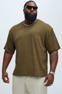 Rope Textured Relaxed Tee - Olive sold by Fashion Nova
