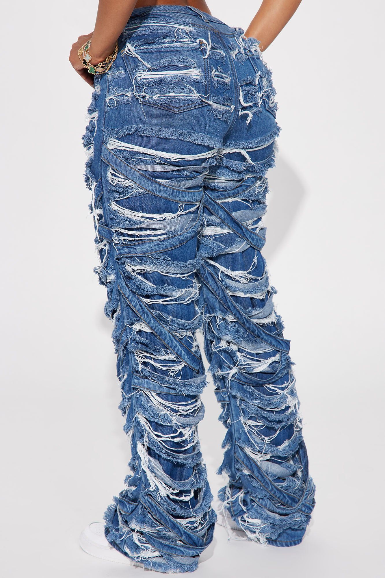 Never Low Key Shredded Straight Leg Jeans - Dark Wash sold by Fashion Nova product image thumbnail 3