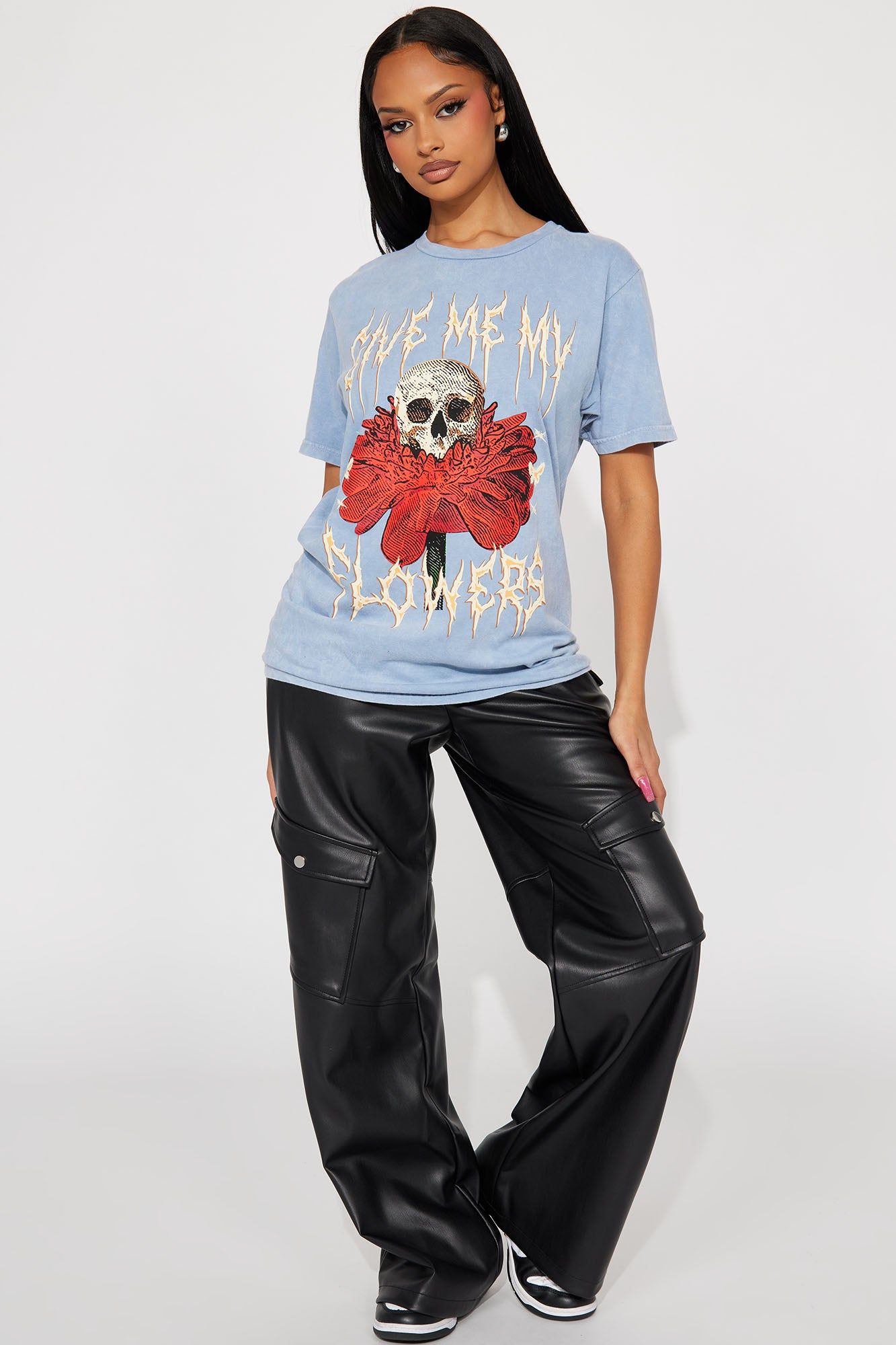 Give Me My Flowers Graphic Tee - Blue Wash sold by Fashion Nova product image thumbnail 2