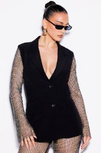 Exclusive Invitation Rhinestone Pant Set - Black sold by Fashion Nova