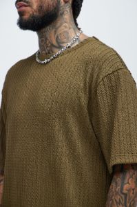 Rope Textured Relaxed Tee - Olive sold by Fashion Nova