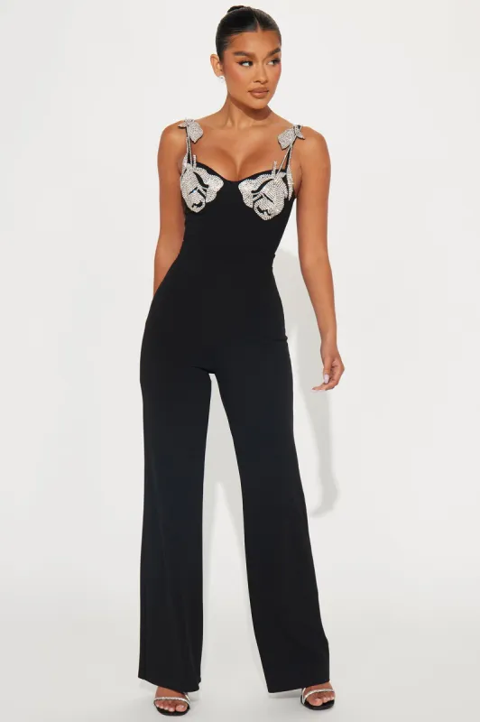 Oscars Lady Embellished Jumpsuit - Black sold by Fashion Nova
