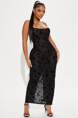 Maria Mesh Maxi Dress - Black sold by Fashion Nova