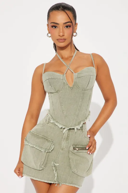 Call You Later Skirt Set - Olive sold by Fashion Nova