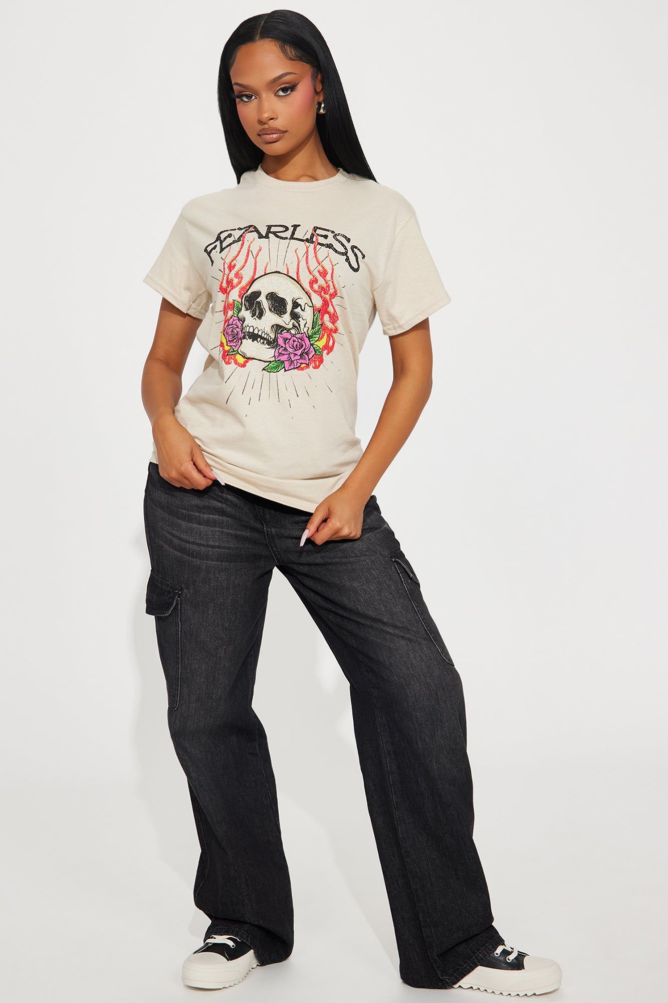 Fearless Skull Graphic Tee - Sand sold by Fashion Nova product image thumbnail 2