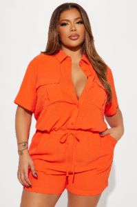 Maisie Romper - Orange sold by Fashion Nova