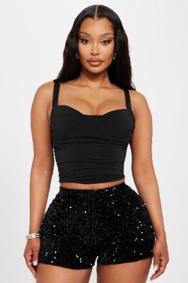 Sanya Ruched Top - Black sold by Fashion Nova