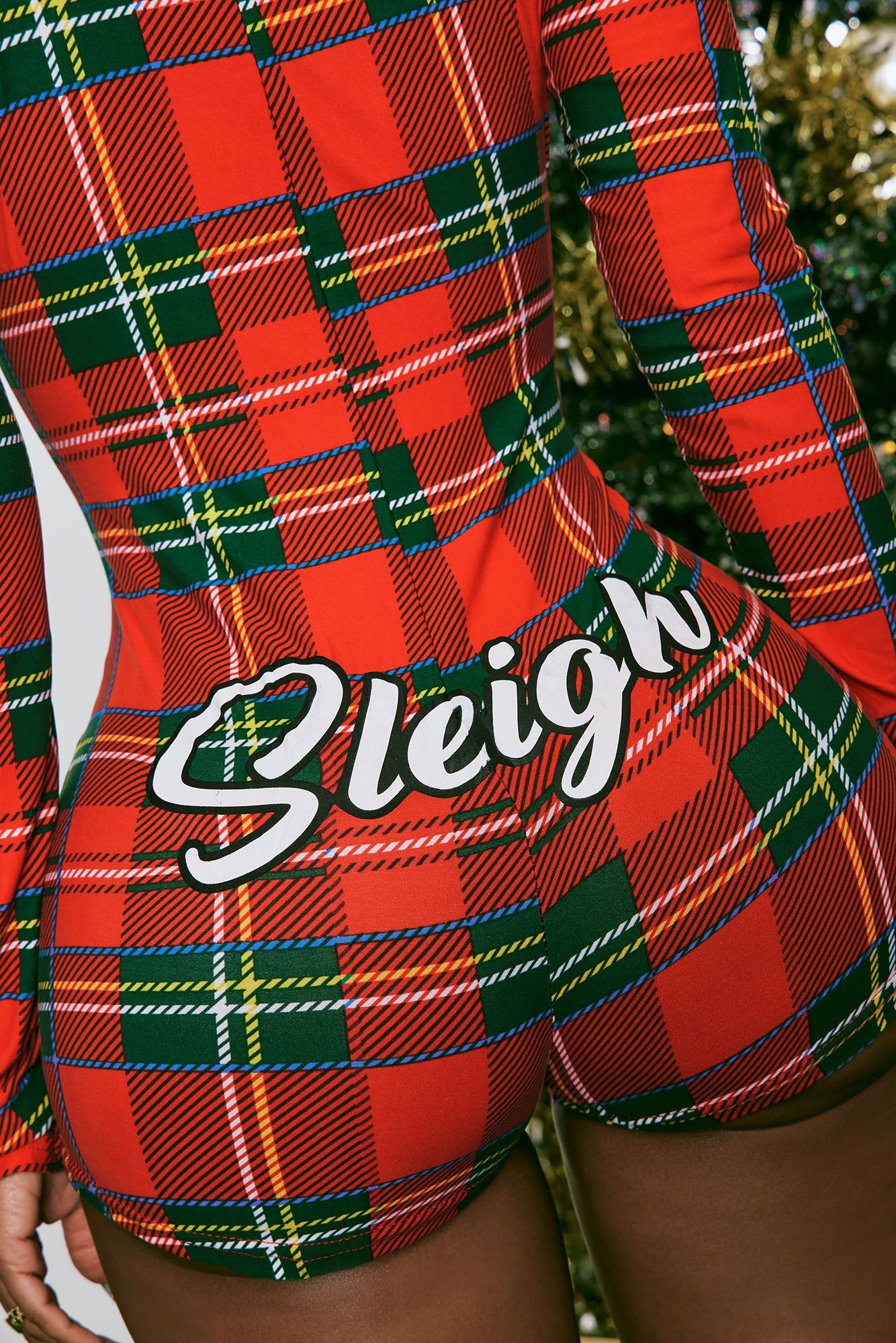 Sleigh All Day PJ Romper Onesie - Red/combo sold by Fashion Nova product image thumbnail 3