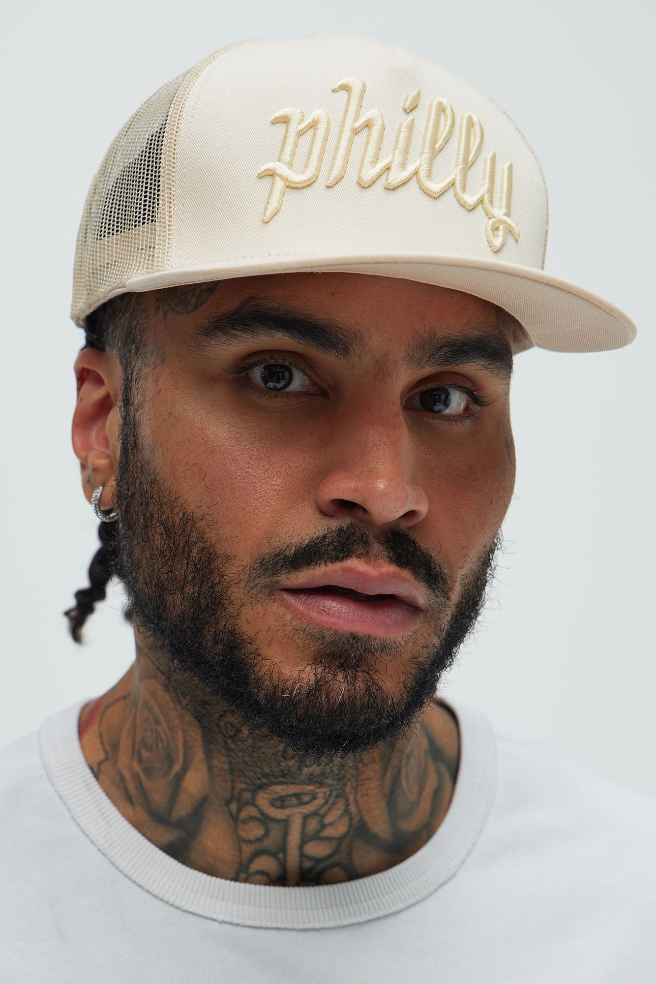 Philadelphia Twill Trucker Hat - Stone sold by Fashion Nova