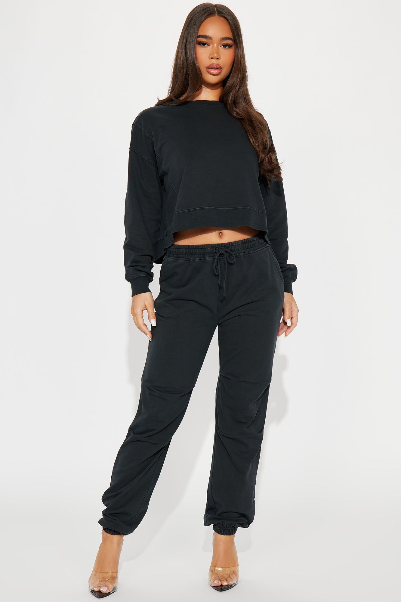 Daisy Vintage Wash Jogger Set - Black sold by Fashion Nova