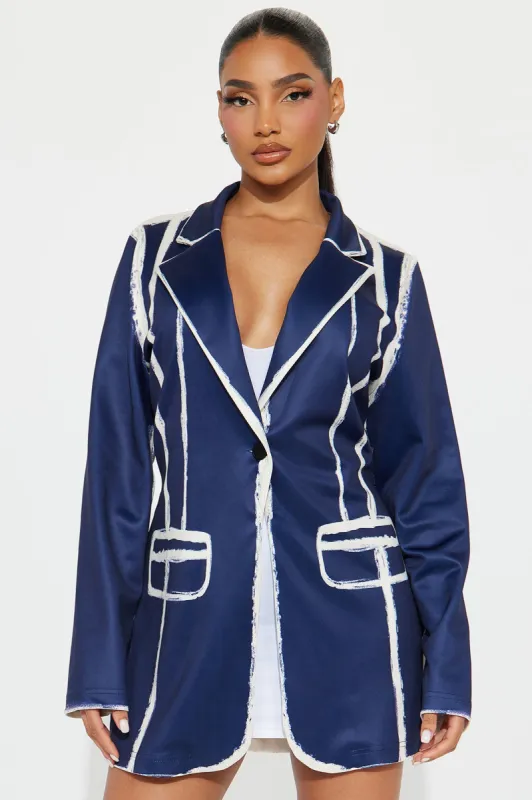 Paint The Town Blazer - Navy sold by Fashion Nova