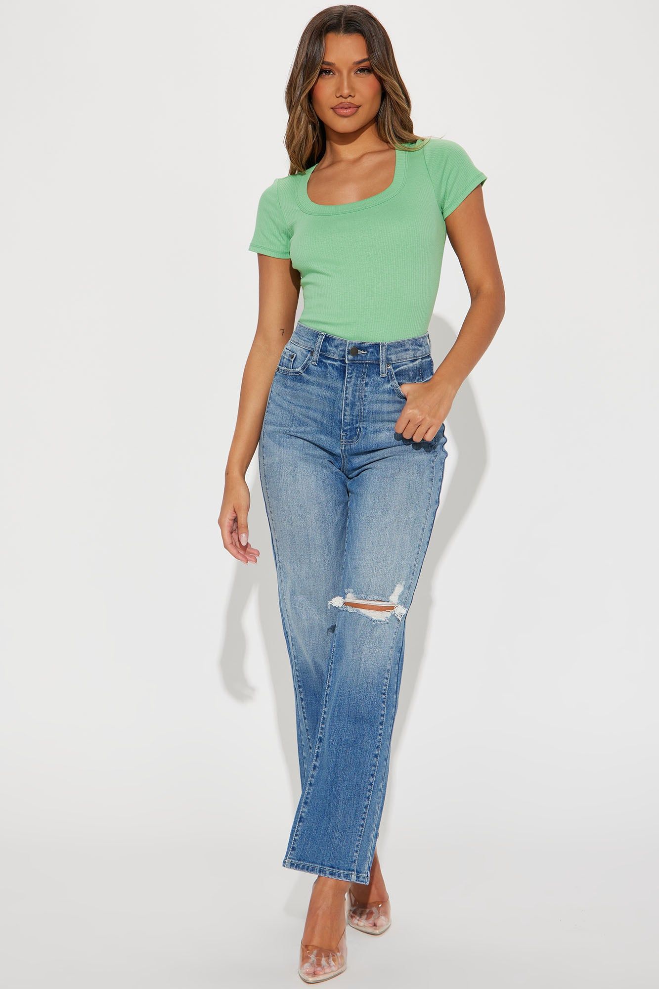 Kourtney Ribbed Baby Tee - Mint sold by Fashion Nova product image thumbnail 2