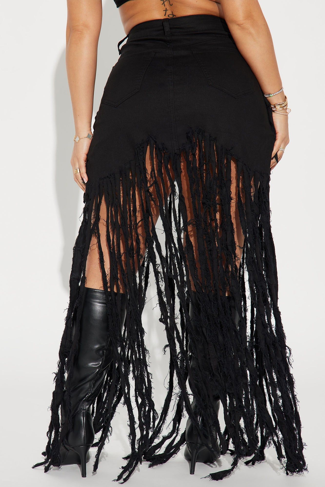 Dance the Night Away Fringed Maxi Skirt - Black sold by Fashion Nova product image thumbnail 4
