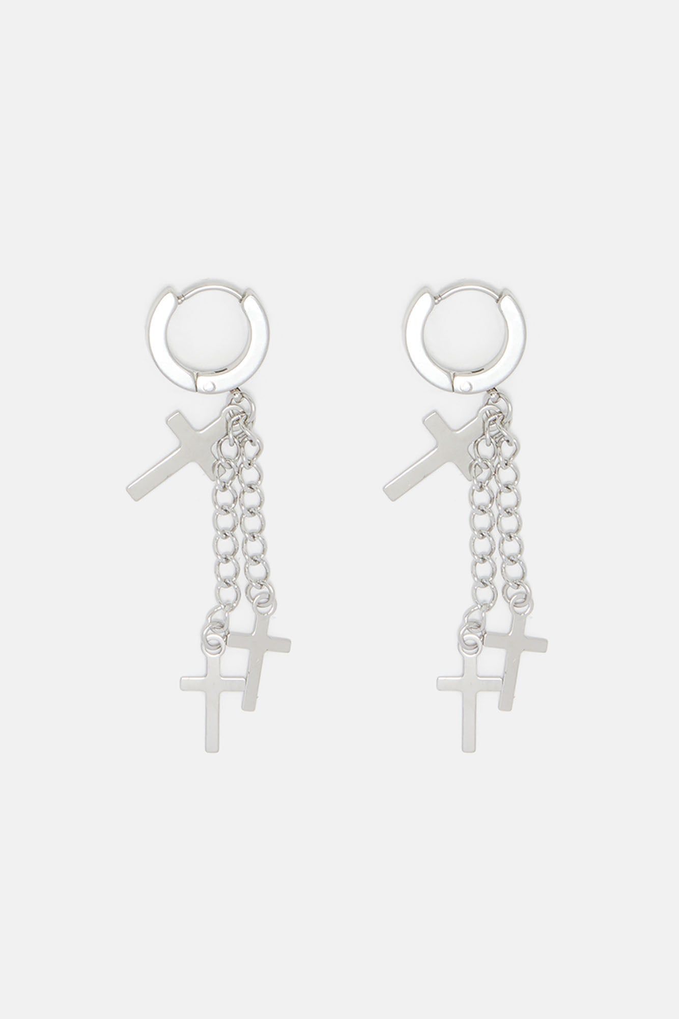 Multi Cross Dangling Stainless Steel Earring Set - Silver sold by Fashion Nova product image thumbnail 3