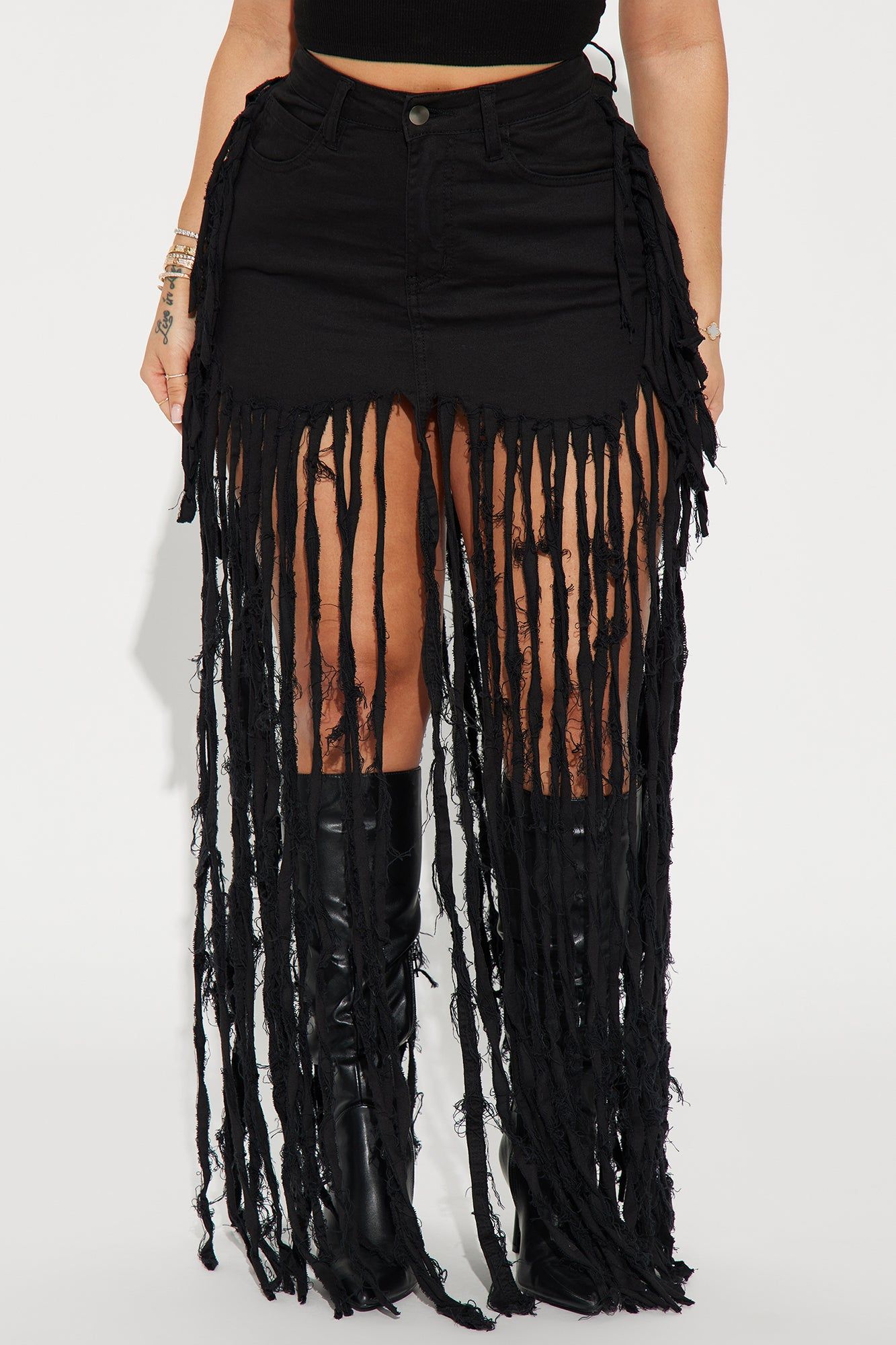 Dance the Night Away Fringed Maxi Skirt - Black sold by Fashion Nova product image thumbnail 2