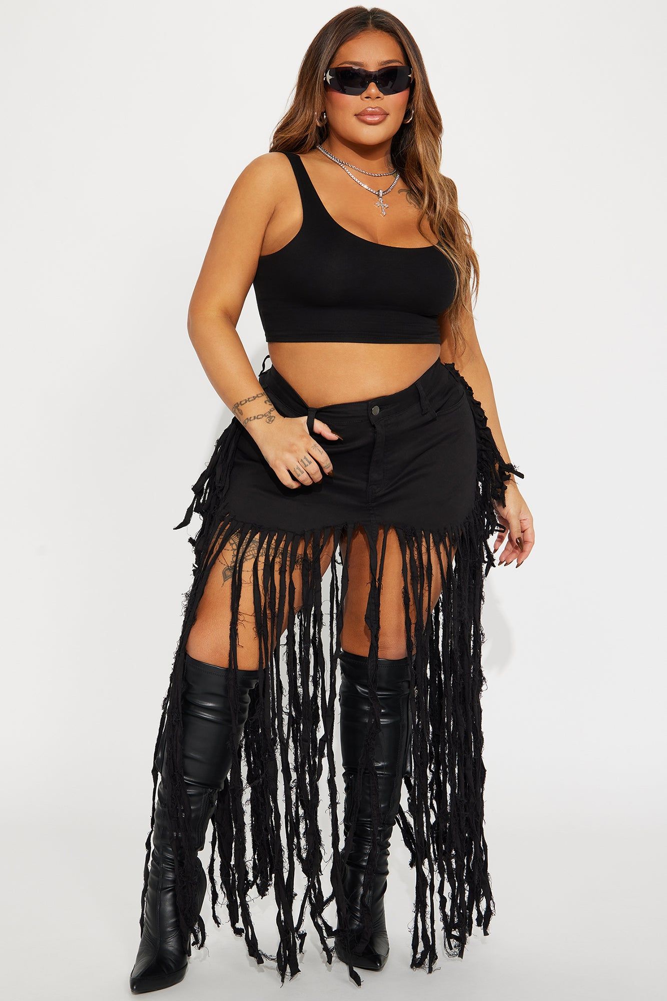Dance the Night Away Fringed Maxi Skirt - Black sold by Fashion Nova product image thumbnail 5