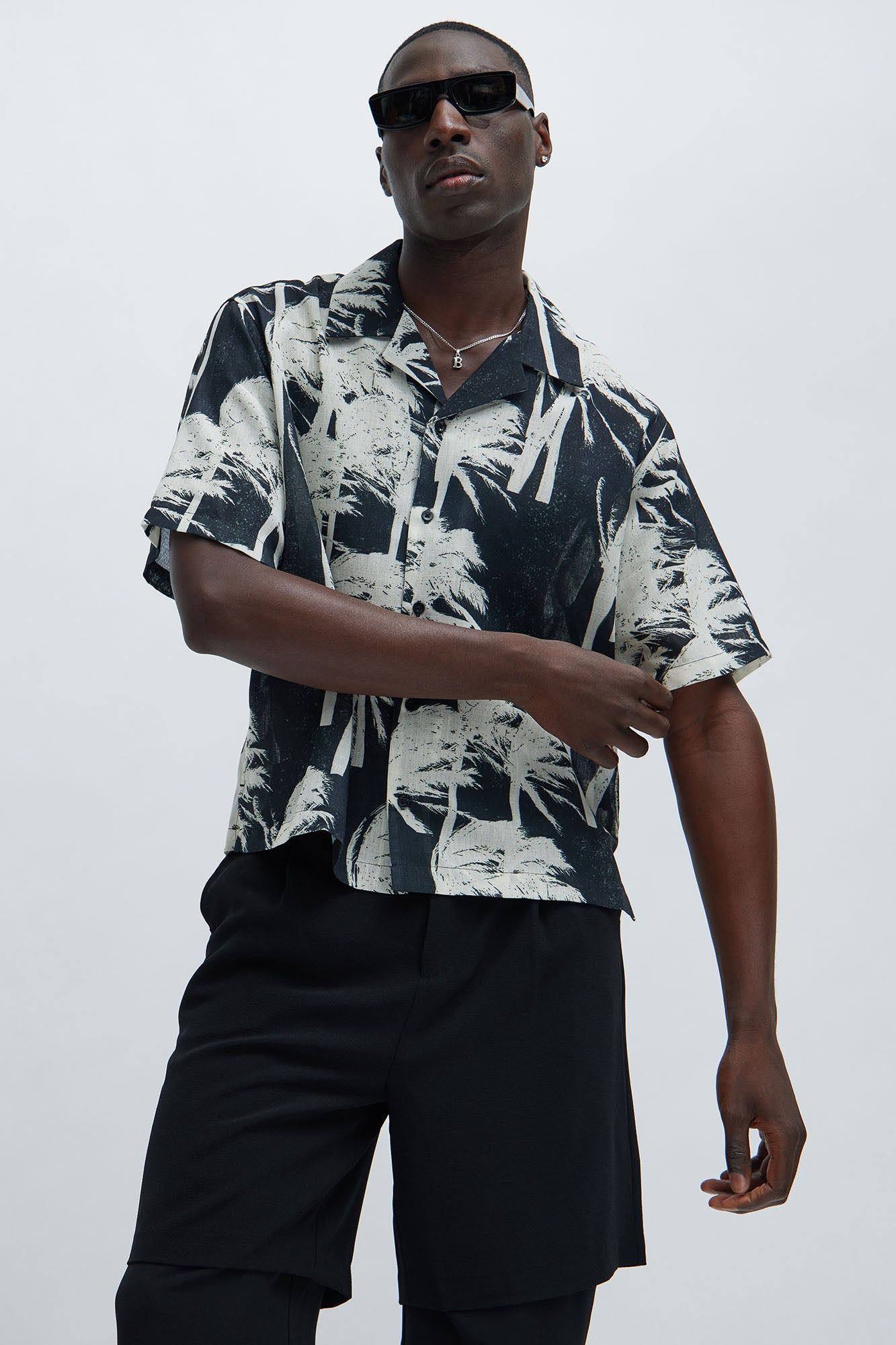 Hurricane Palm Shirt - Black/combo sold by Fashion Nova