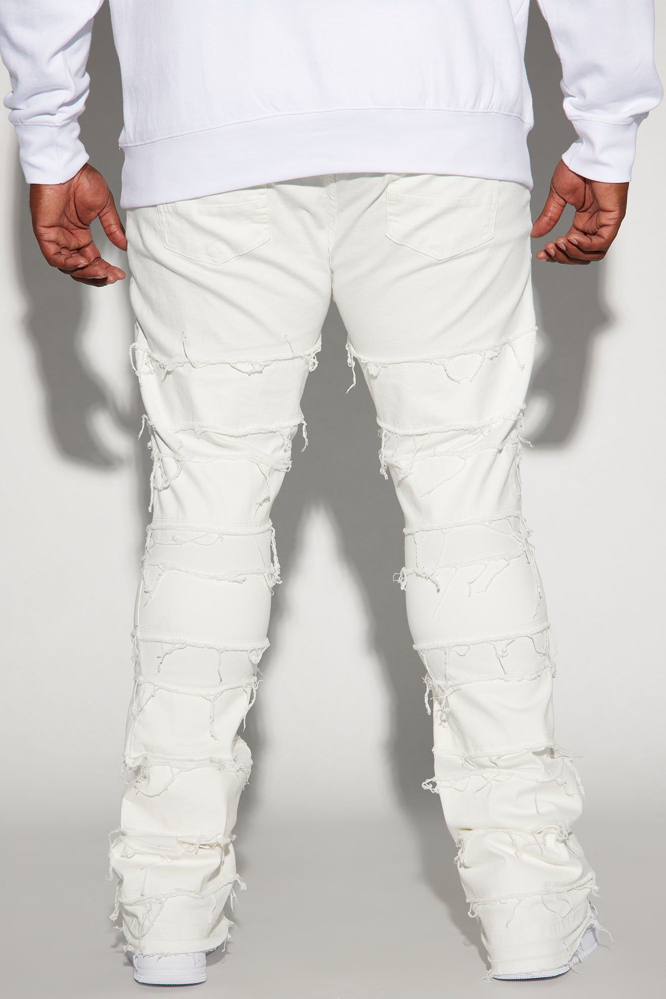 Keep It Going Fray Stacked Skinny Flare Jeans - White sold by Fashion Nova product image thumbnail 7