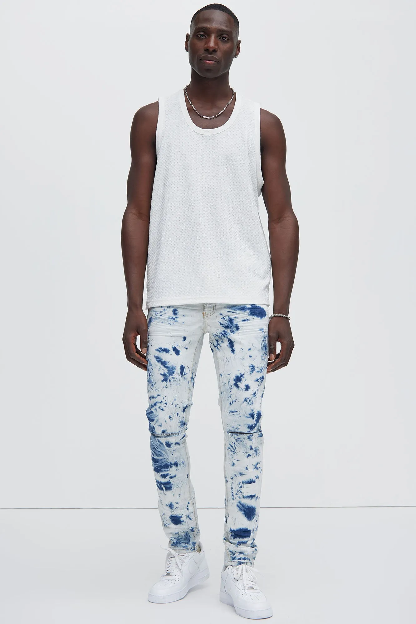 Drop It Bleached Stacked Skinny Jeans - Bleach Blue Wash sold by Fashion Nova product image thumbnail 2