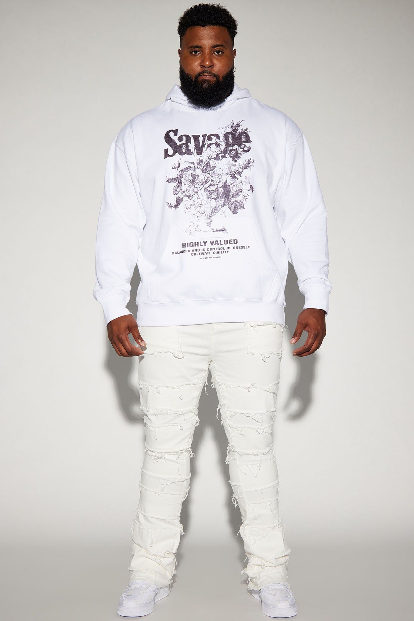 Keep It Going Fray Stacked Skinny Flare Jeans - White sold by Fashion Nova product image thumbnail 6