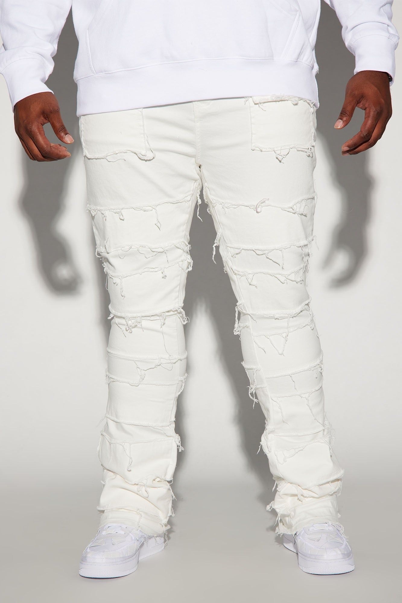 Keep It Going Fray Stacked Skinny Flare Jeans - White sold by Fashion Nova product image thumbnail 2