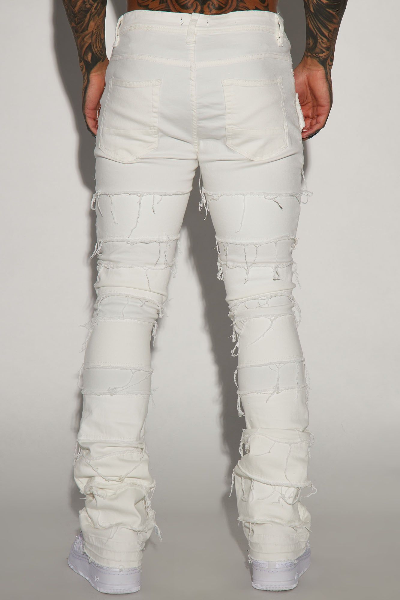 Keep It Going Fray Stacked Skinny Flare Jeans - White sold by Fashion Nova product image thumbnail 5