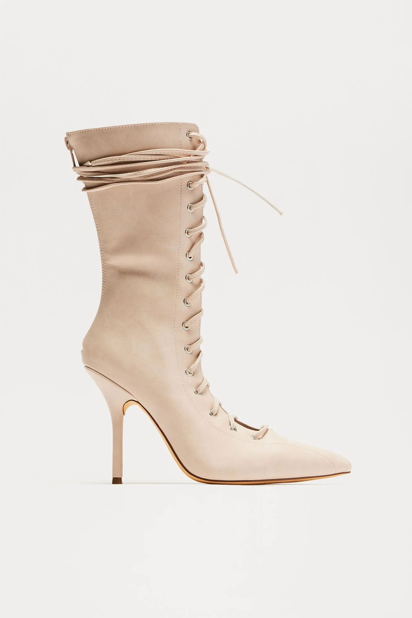 Chloe Lace Up Booties - Cream sold by Fashion Nova