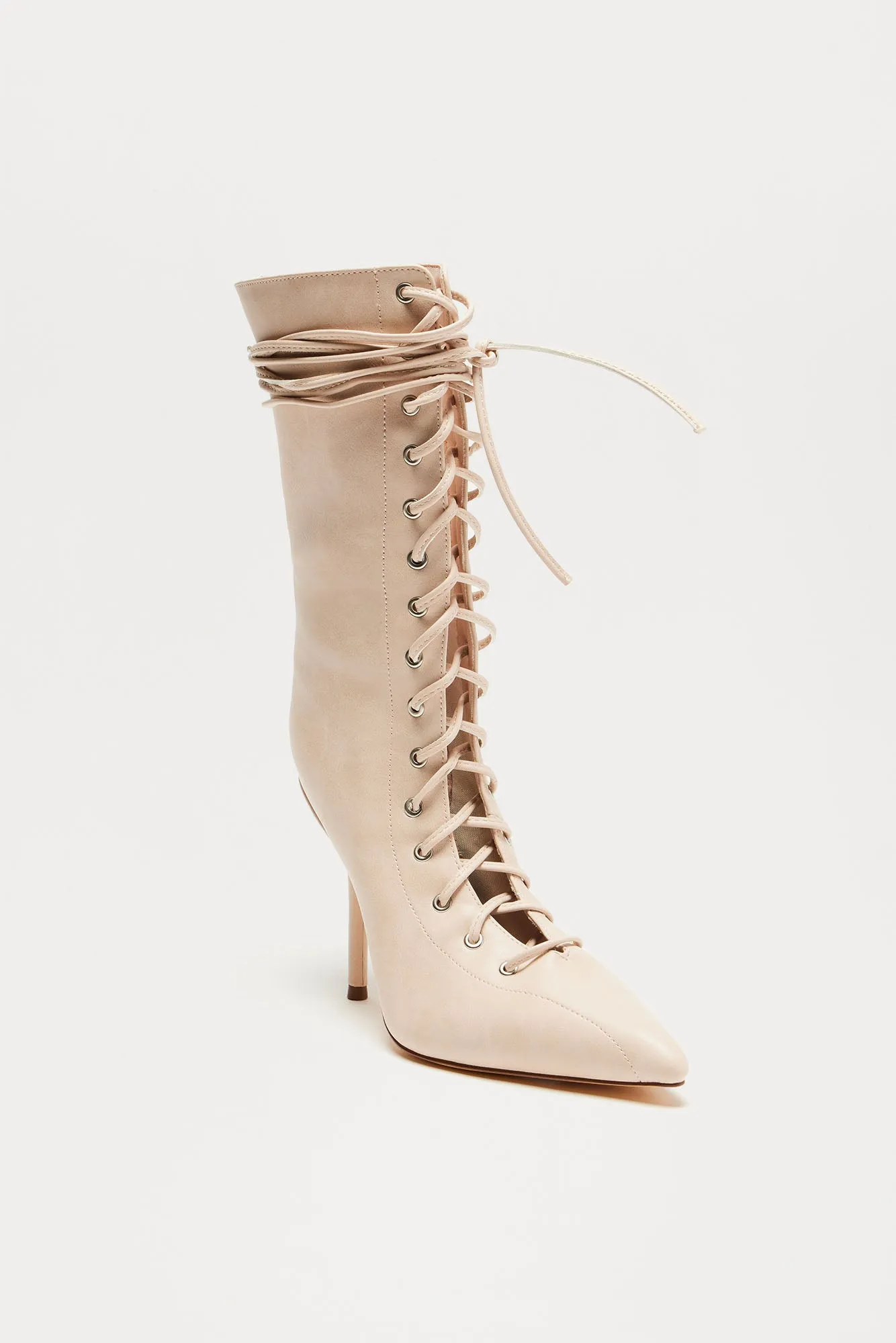 Chloe Lace Up Booties - Cream sold by Fashion Nova product image thumbnail 3