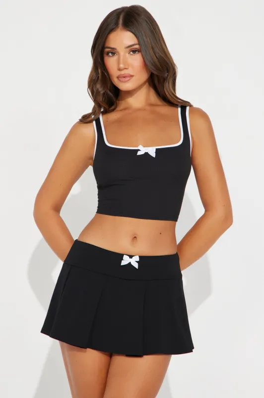 Natalia Bow Skirt Set - Black/White sold by Fashion Nova