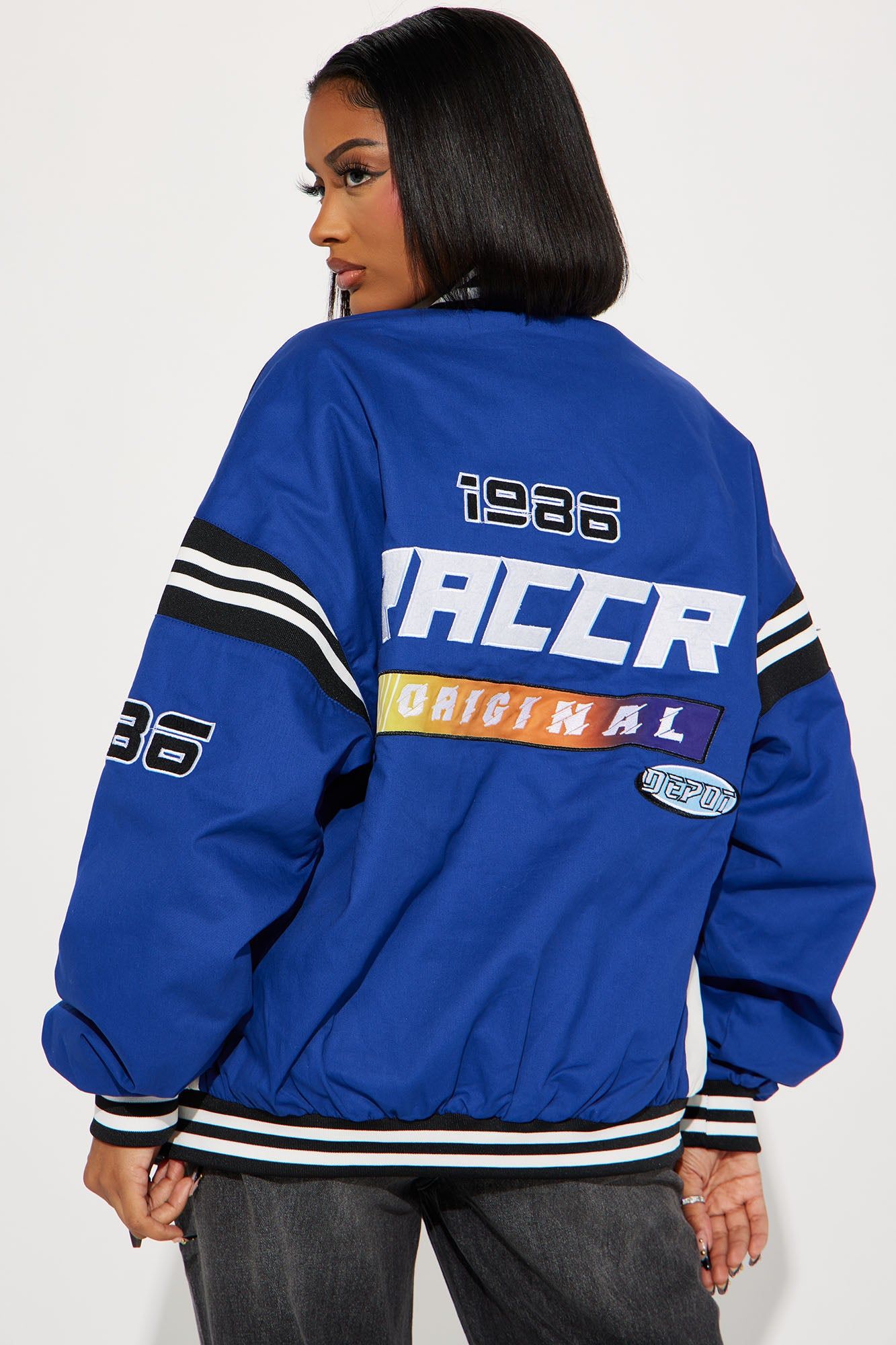 Super Fast Bomber Jacket - Blue/combo sold by Fashion Nova product image thumbnail 3