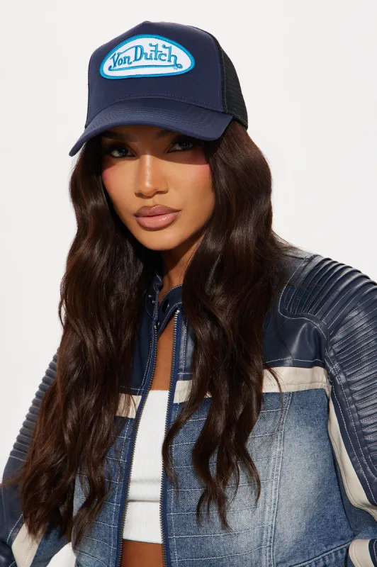 Von Dutch Navy And White Trucker Hat - Navy sold by Fashion Nova
