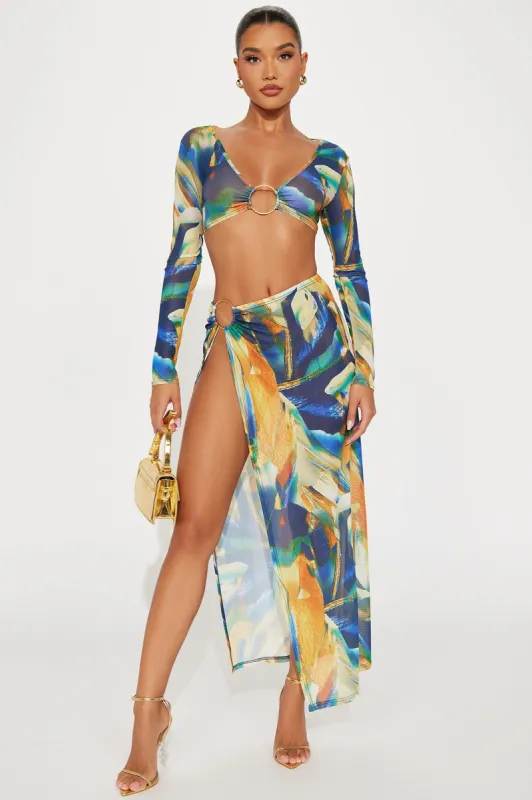 One Way Trip Mesh Skirt Set - Orange/combo made by Fashion Nova