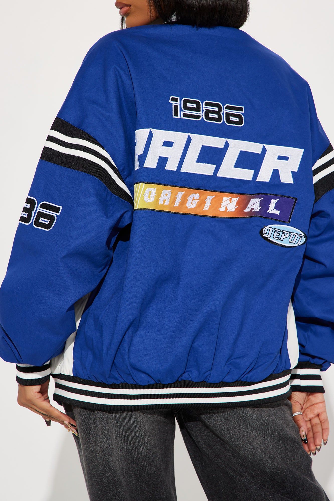 Super Fast Bomber Jacket - Blue/combo sold by Fashion Nova product image thumbnail 4