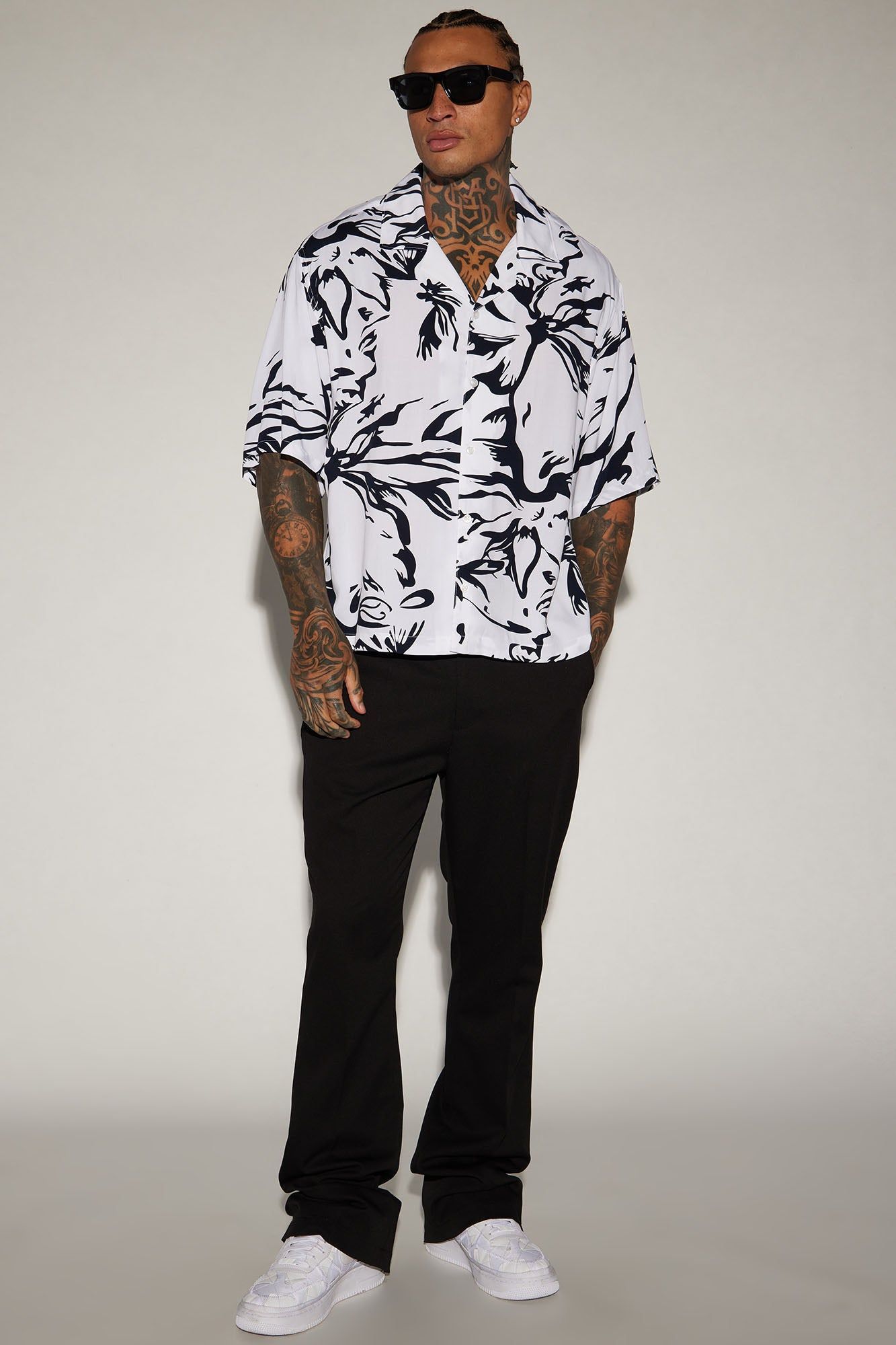 Jet Cropped Button Up Shirt - White/Black sold by Fashion Nova product image thumbnail 2