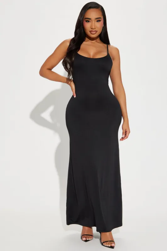Elegant Ease Maxi Dress - Black sold by Fashion Nova